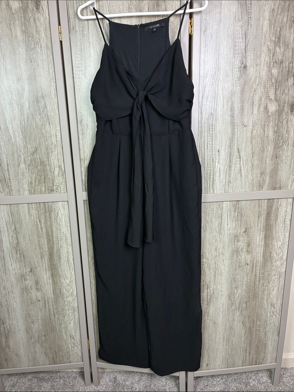 19 Cooper Spaghetti Strap Black Tie-Front Jumpsuit Women's S